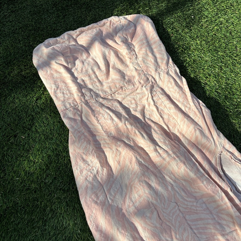 Urban Outfitters pink & cream tropical print midi dress with side slit detail